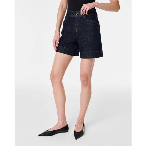 New Spanx Denim Trouser Short 6" Raw Indigo Size Small - Picture 12 of 16